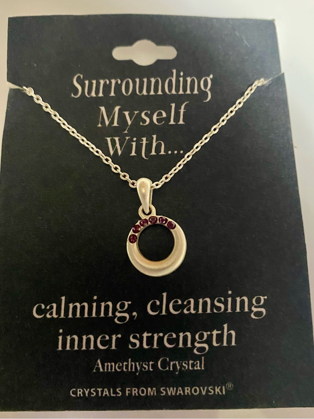 Surrounding Myself With Amethyst Swarovski Crystal Silver Necklace 21” Chain